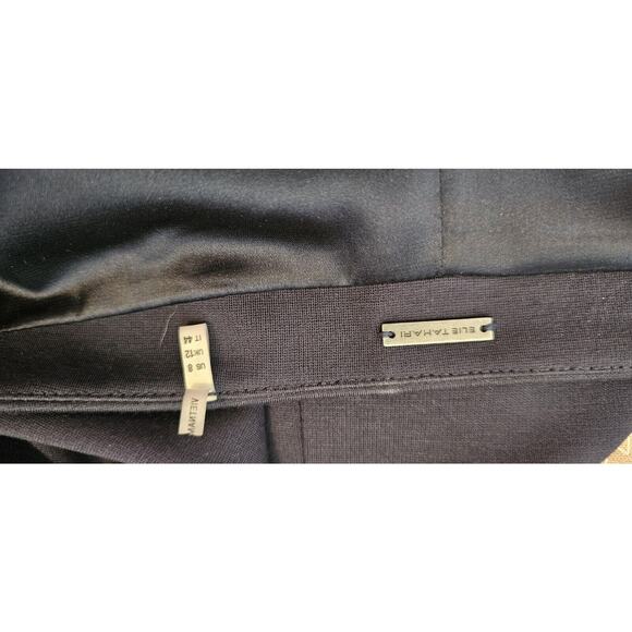 Elie Tahari Womens Front Zip Color Block Ponte Sheath Dress Navy Snakeskin Sz 8 - Picture 4 of 4